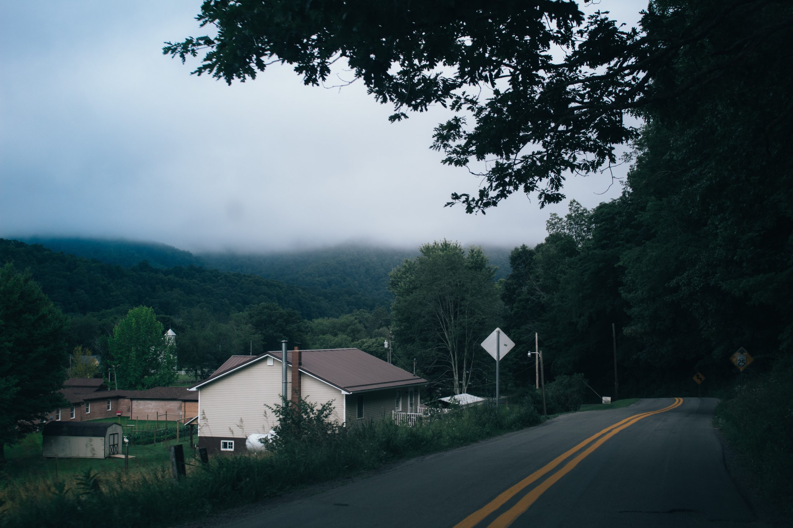 misty country road